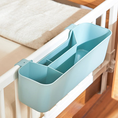 Bedside basket for dormitory upper bunk bed, bedside storage gadget, student bed organization essential, shelf organizer, small hook rack