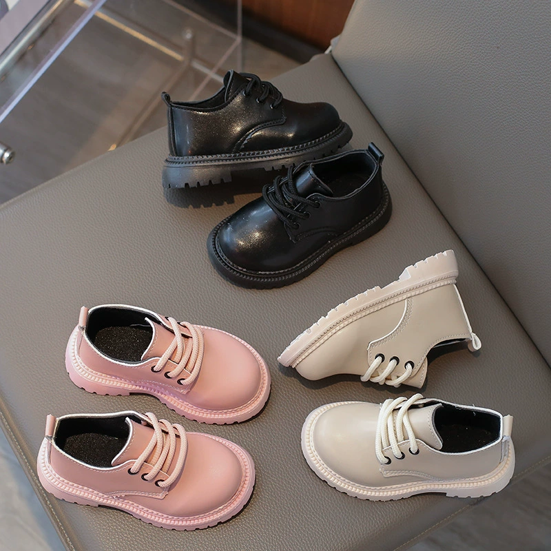 Кожаные туфли для мальчиков 2025 весна осень новый стиль для девочек в британском стиле детские кожаные туфли на шнуровке