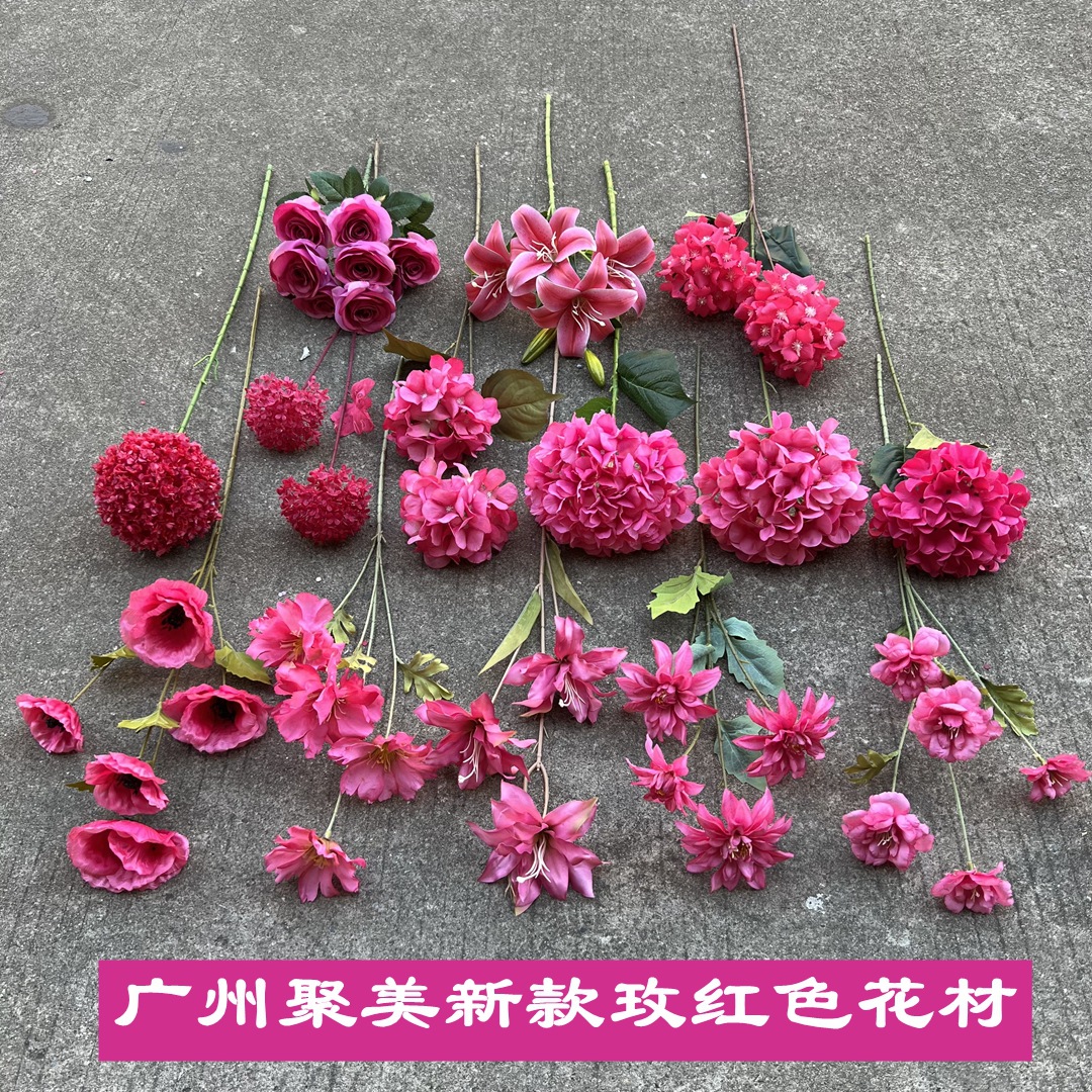 Nueva Rosa Roja Flor de La Boda al por mayor Kenia rosa roja Rosa Salón de Boda Hotel carretera plomo tiro flor falsa