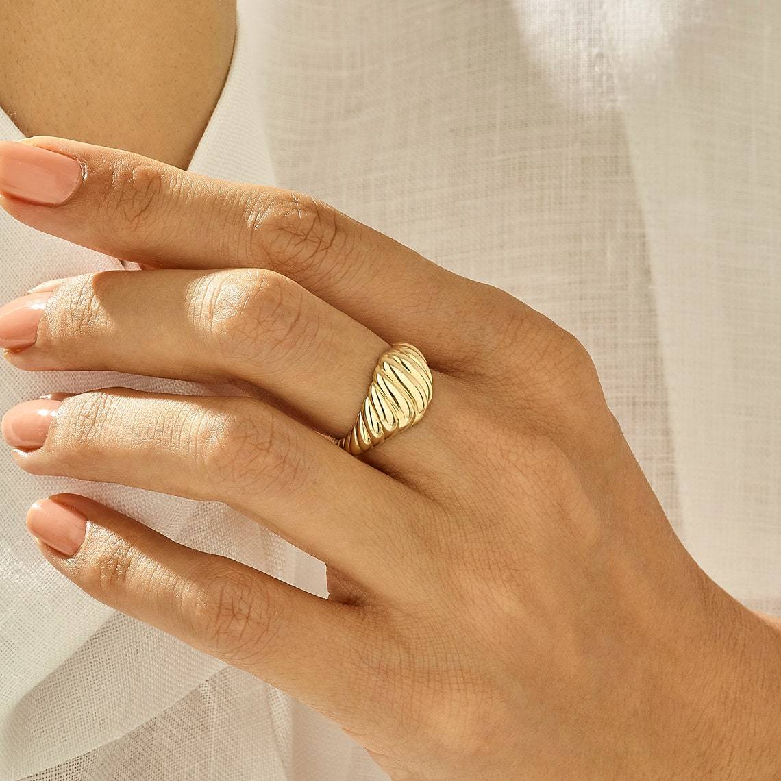 15g Weight 18K Gold Plated Plating Material Rings Classification Wholesale Simple Style Geometric Stainless Steel 18k Gold Plated Rings