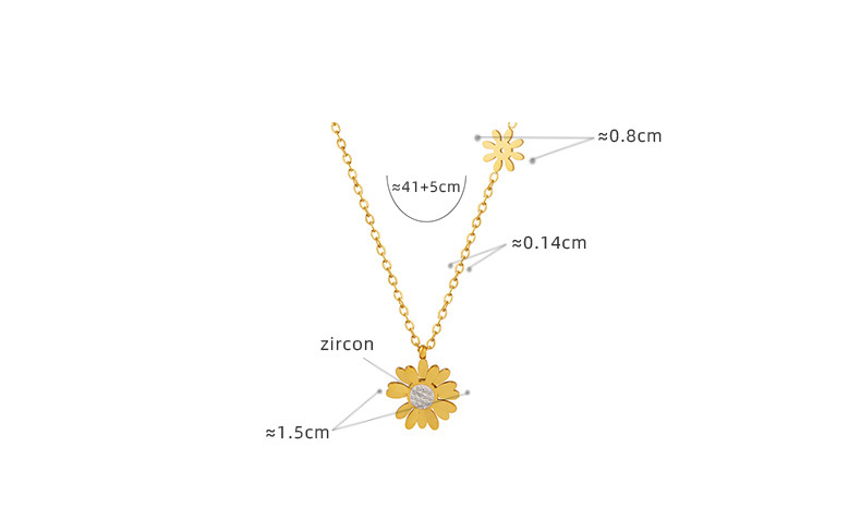 7g Weight 0.03µm-0.05µm Gold Plating Thickness PVD Coated Gold Plating Process PVD Coated Real Gold Plated Flower Titanium Steel Retro Waterproof Non Tarnish Pendant Necklace