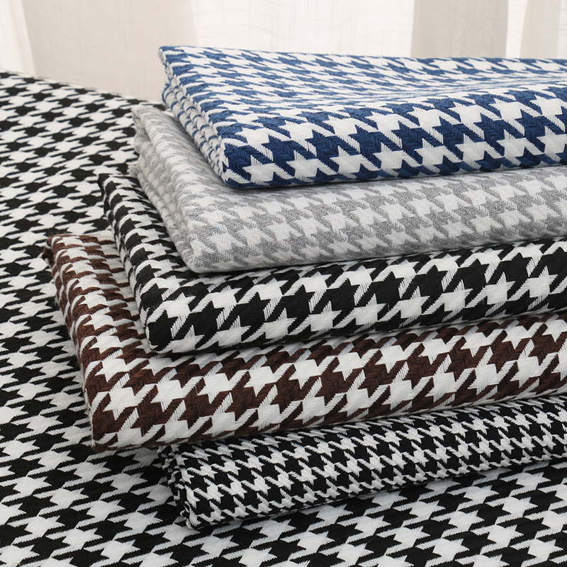 加厚沙发布布料 千鸟格布料 服装箱包亚麻布 棉麻沙发套 现货供应