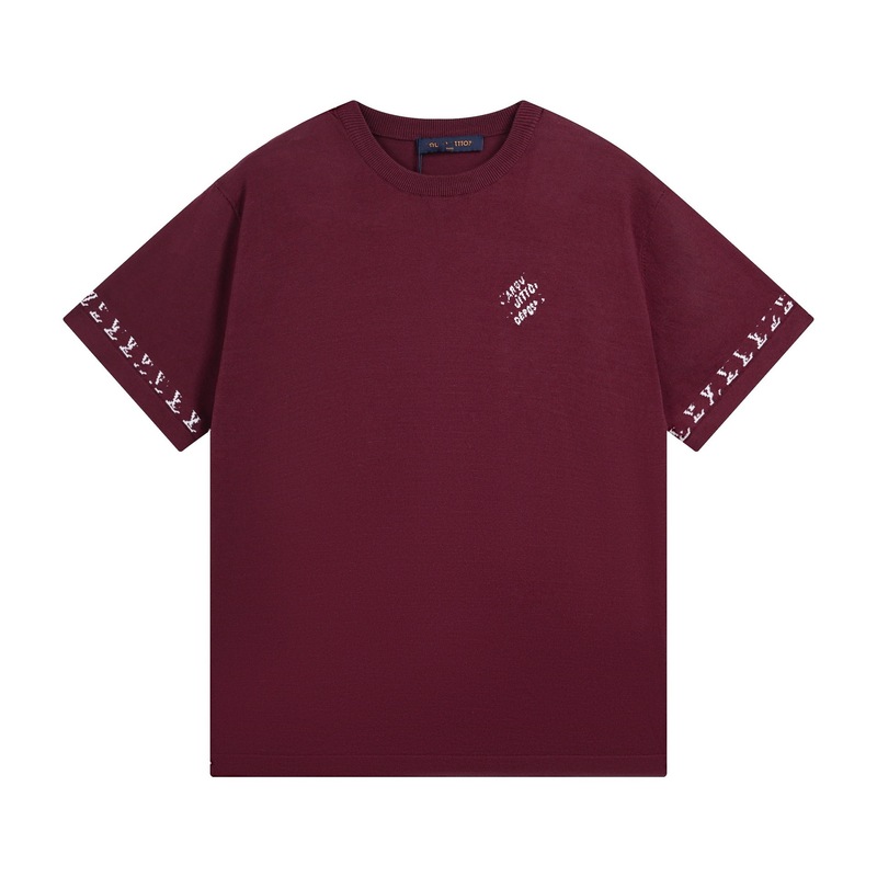 クロスボーダー ロバニット Tシャツ 2025 新しい市松模様の文字ジャカード カジュアル ルーズ 男女兼用 カップル 半袖|undefined