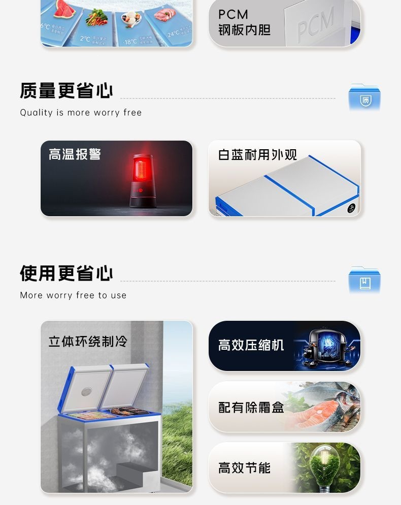 Dual-Temperature Dual-Door Freezer, Large-Capacity Household Dual-Use Freezer, Smart Freezer, First-Class Energy-Saving Car Refrigerator