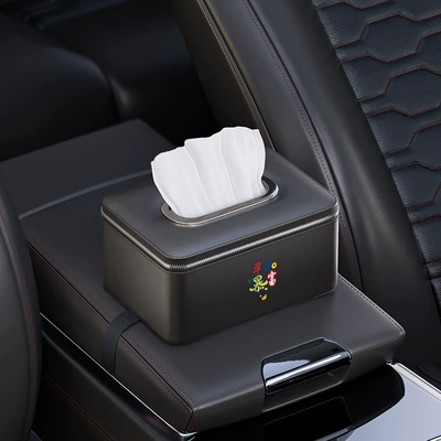 car seat tissue box, dual-use tissue: Car tissue box/set - get-rich-soonquality-black-single-packarmrest-box-tissue-holder