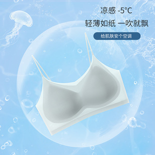 Ultra-Thin Ice Silk seamless underwear women's push-up breathable sling beauty back vest big chest small sleep bra plus size