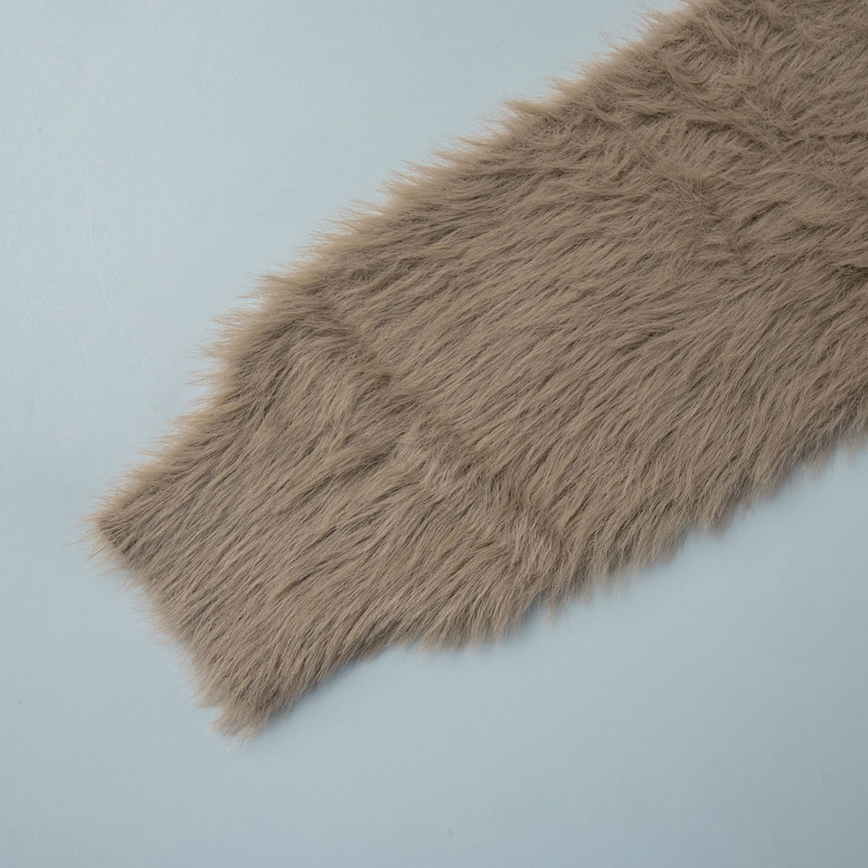 Áo cardigan len dệt kim giả lông chồn cổ V tay dài form rộng nữ — Màu hồng, Màu kaki, Màu trắng, Màu xám nhạt chi tiết 13