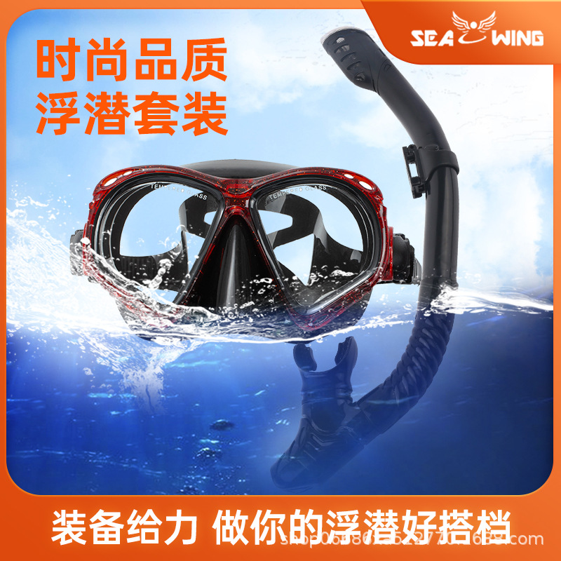 速鱼专业浮潜潜水装备两件套全干式呼吸管潜水咬嘴一片式潜面镜套