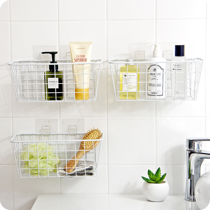 Kitchen Iron Hanging Basket Wall-Mounted Storage Basket Kitchen Bathroom No-Drill Storage Basket Shelf Wholesale Kitchen Iron Hanging Basket Wall-Mounted Storage Basket Kitchen Bathroom No-Drill Storage Basket Shelf Wholesale