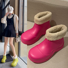 一腳蹬雨靴女冬時尚網紅外穿水鞋短靴加絨厚底防水XBV雨鞋雪地靴