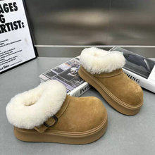 供应女士复古橡胶厚底雪地靴2025冬季新款保暖大头靴子百搭潮鞋