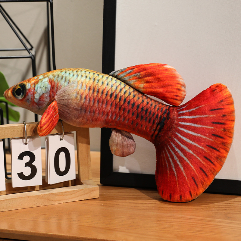 Muñecas de color Peacock juguetes de peluche peces dorados muñecas de peces tropicales muñecas de pescado simulado muñecas de almohada de tela accesorios de fotografía