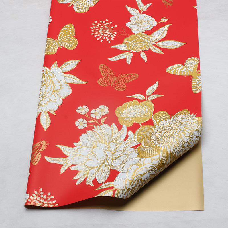 Flores de mariposa de flores de papel de embalaje de flores de oro de papel de embalaje de canasta abierta de papel de embalaje de película impermeable de flores materiales de ramo de flores