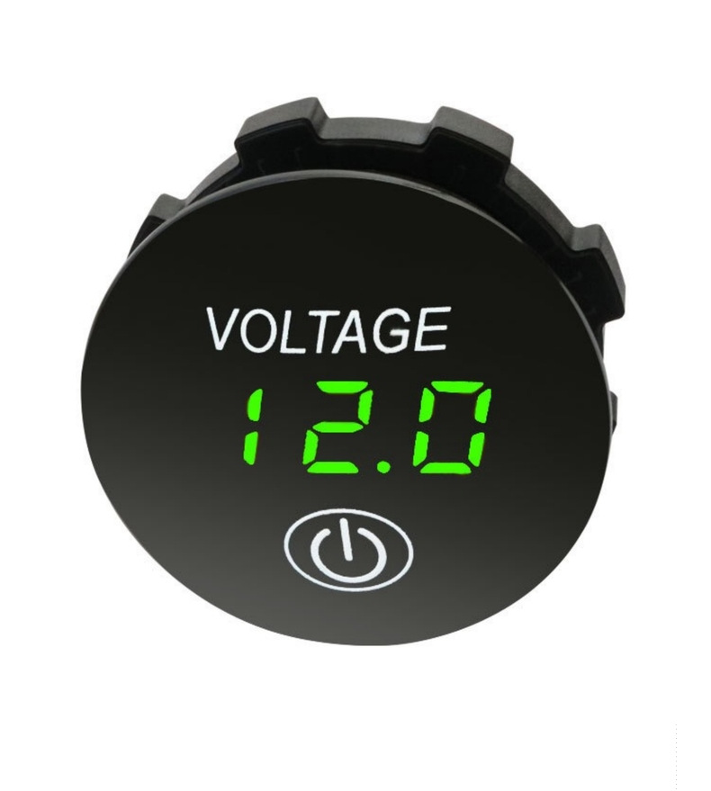 Car-Mounted Circular Led Digital Display Voltmeter with Touch Screen Switch, Dc Voltage Detection Instrument for Car and Motorcycle Modification