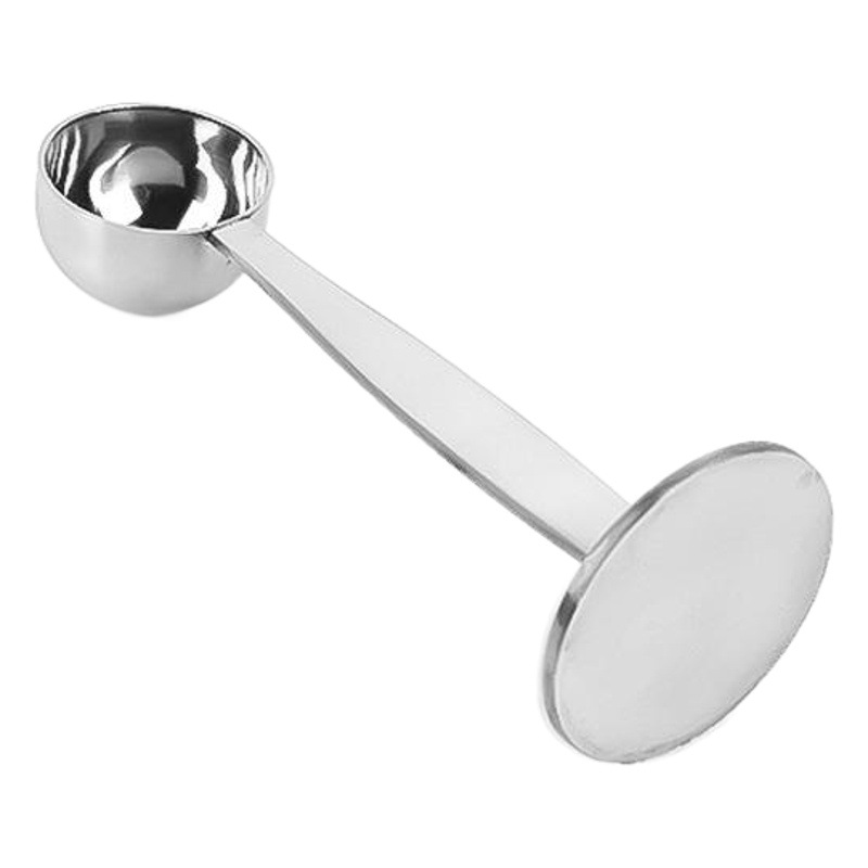En stock de acero inoxidable café en polvo Prensa de acero inoxidable cuchara de doble cabeza cuchara de café dos en uno con cuchara de frijoles