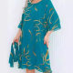 Cross Border 2024 New Large Size Round Neck Stripesd Five-quarter Sleeve Dress Wholesale