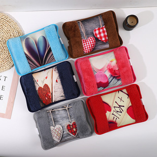 Warm Arctic Velvet Cotton Printing Love Living Room Bedroom Outdoor Portable with Hot Water Bag Love Cold-proof Hand Warmer