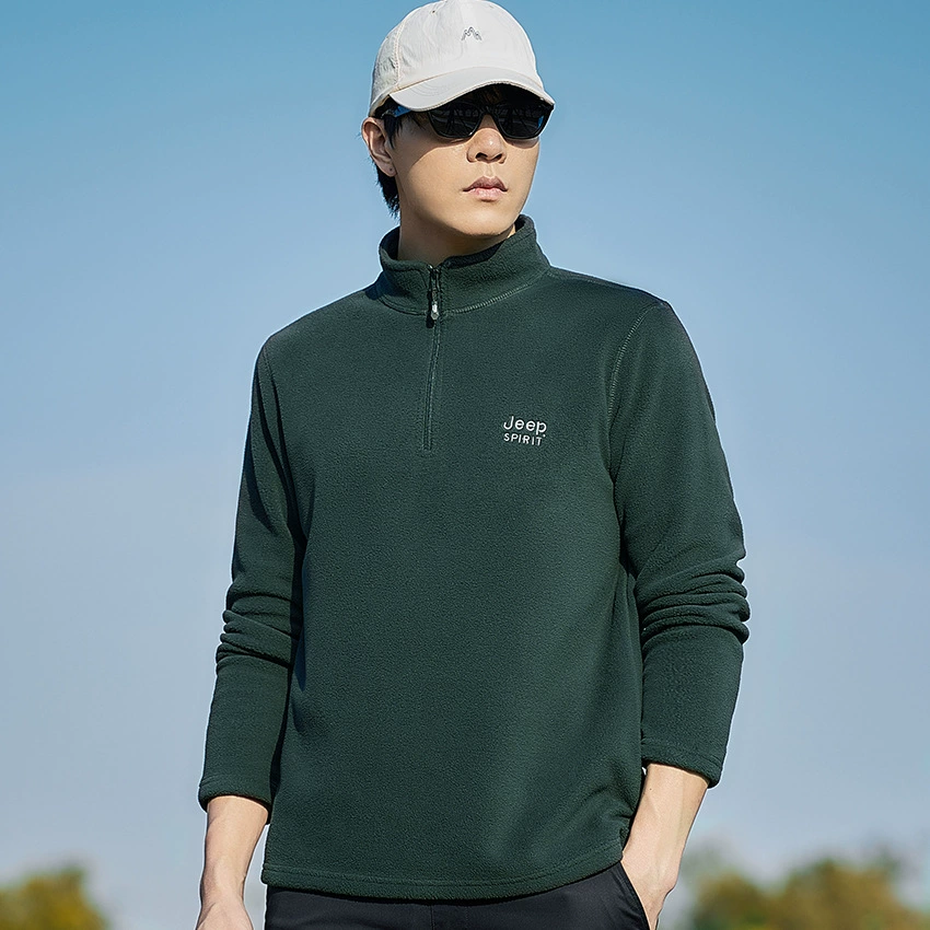 2022 Осень Новый флисовый Топ, повседневный мужской пуловер с короткой молнией, свитер, воротник-стойка, флисовая мужская одежда 2106