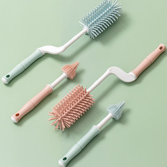 360-degree rotating silicone baby bottle brush, baby long-handled nipple brush, hanger cleaning brush, two-piece set