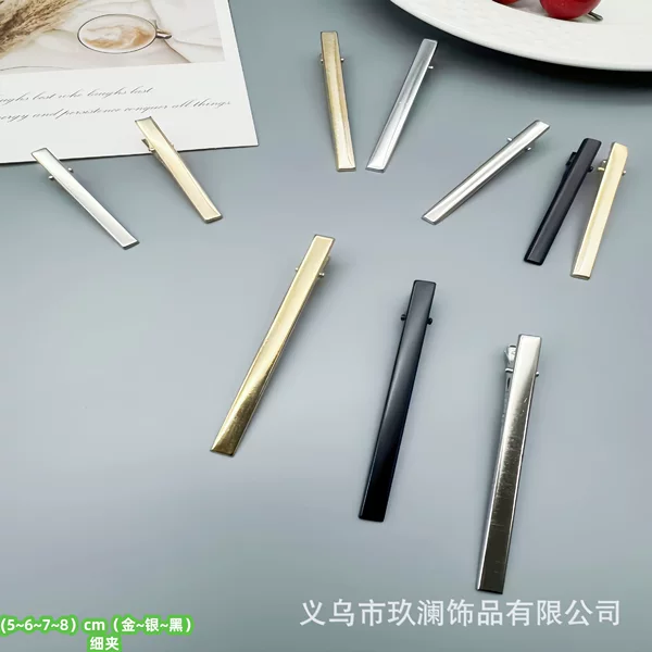 5~8cm KC Gold Duckbill Clip Internet Celebrous Side Hairpin Simple Gold silver Black Thin Square Clip Duckbill Clip