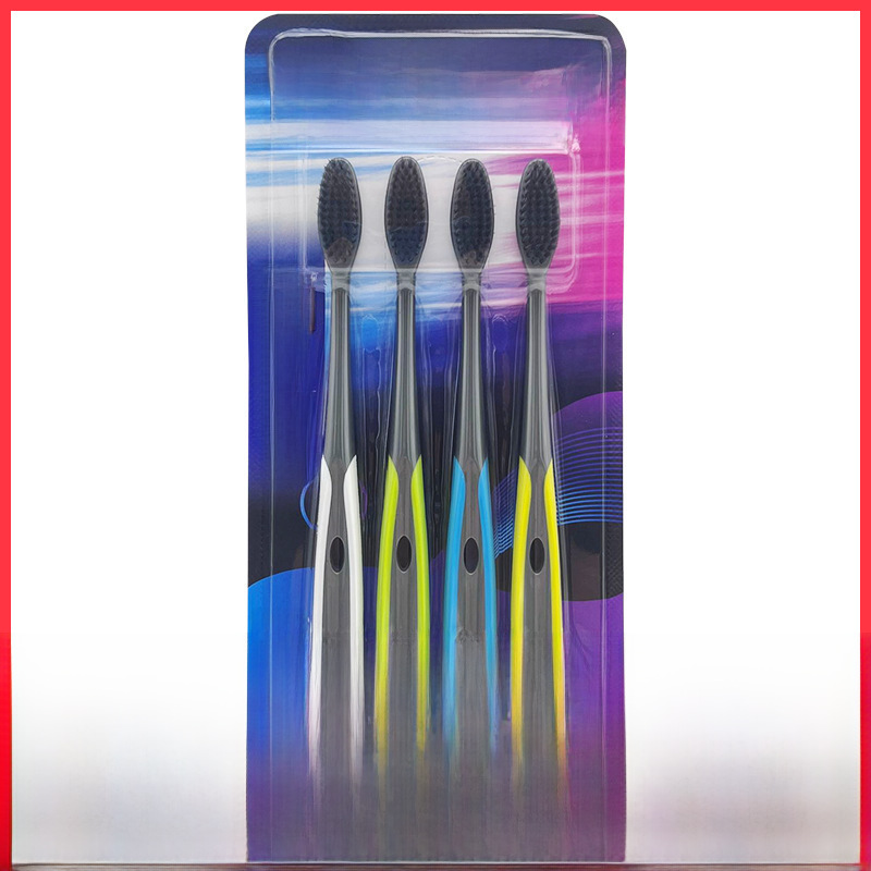 可洁可净 K310D Bamboo Charcoal Toothbrush Soft Bristles Adult Household Cleaning Family 4 Pack Wholesale Price Genuine Sanxiao