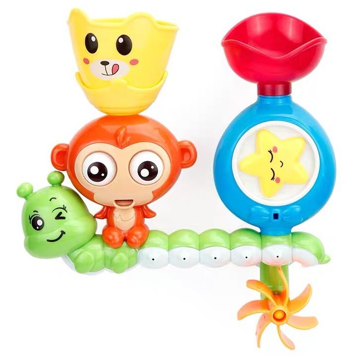 Transfronterizos juguetes de agua para niños lindo mono ventosa transferencia música bebé baño rociador de agua rociador juguetes de baño