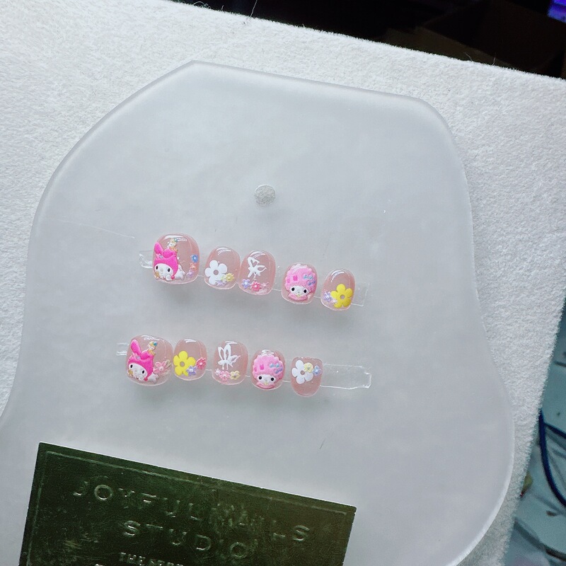 Handmade New Children's Nail Art False Nail Short Pretty Cute Little Girl Cartoon Nail Patch