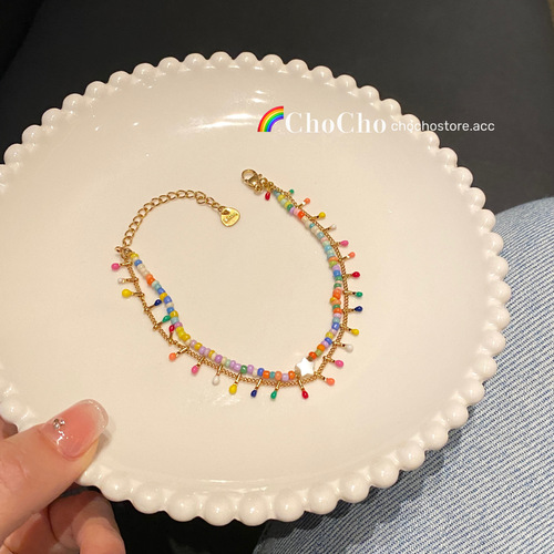 2024 New Dopamine Color Beaded Bracelet Women’s Niche Design High-end Summer Versatile Hand Accessories