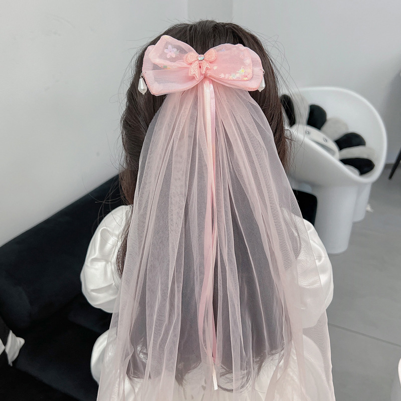 Cute Princess Style Little Girl Bow Mesh Ribbon Hairpin display picture 2