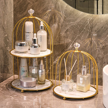 铁艺浴室桌面收纳盒台面口红化妆品收纳架卫生间洗漱台鸟笼置物架