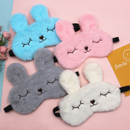 Cross-border cute plush squinting rabbit eye mask cartoon light-blocking sleep eye mask eye mask hot and cold compress rabbit light-blocking