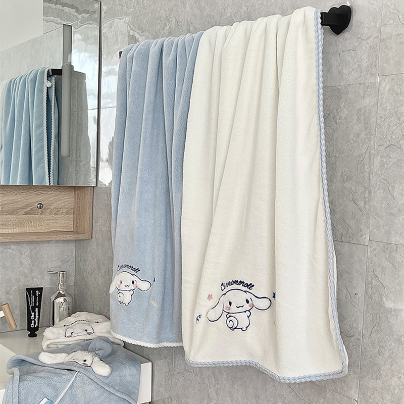 Wholesale Sanrio bath towels, absorbent and lint-free, for home use, full-body wrap bath towel, wearable bathrobe, three-piece set