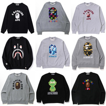 跨境潮牌日系BAPE猿人头鲨鱼纯棉圆领卫衣男女宽松秋冬长袖外套