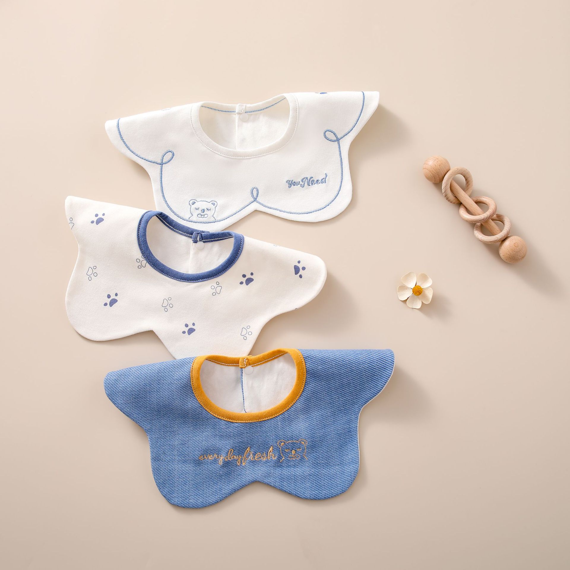 Baby bib baby cotton tpu Waterproof bib newborn cartoon 360 ° rotatable saliva towel rice bib