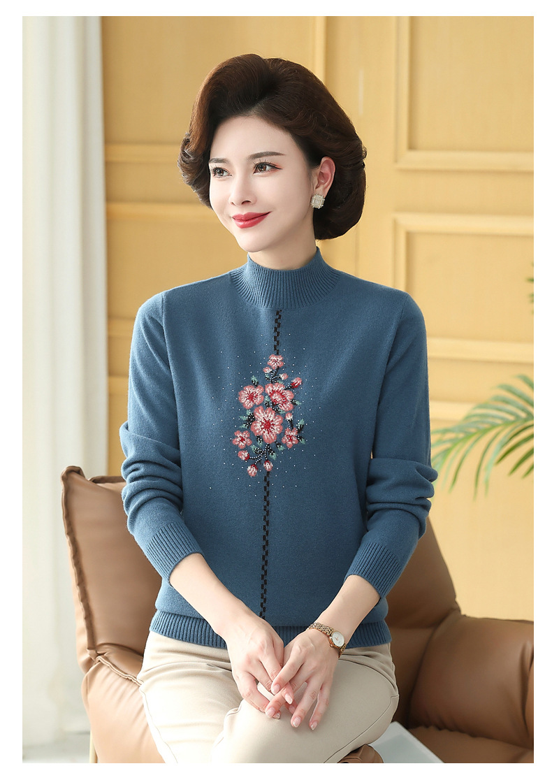 D7199 1540K ÁO LEN NỮ TONTDI ÁO LEN MÙA XUÂN THU ĐÔNG TRUNG NIÊN HỌA TIẾT HOA THỜI TRANG NỮ G04 SẢN PHẨM MỚI