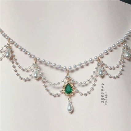 Многослойное ожерелье Мягкий древний стиль Hanfu аксессуары имитация жемчуга Лолита ретро ключица воротник фея нишевые