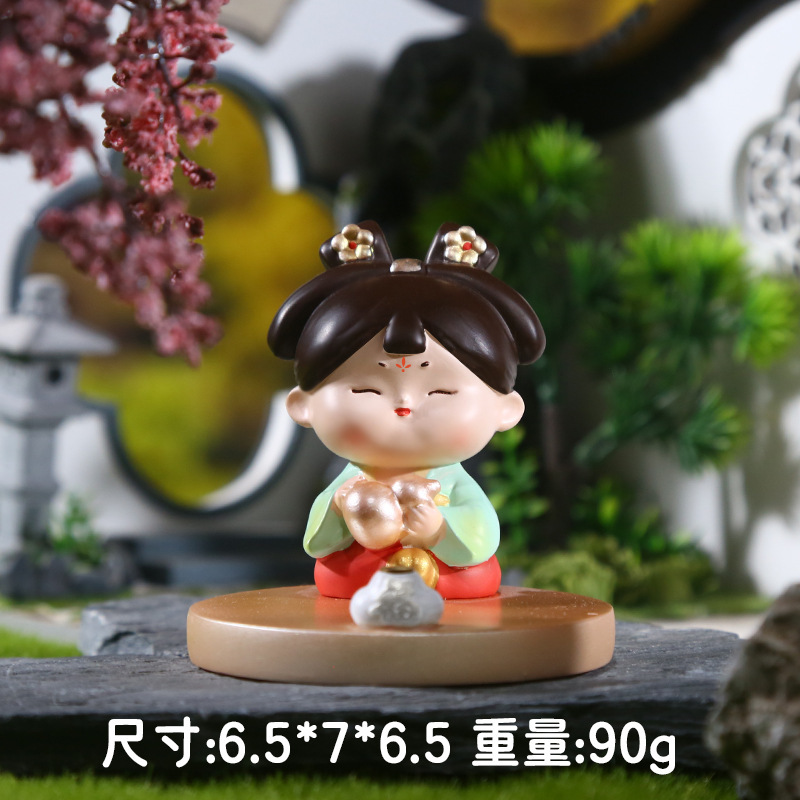 新作の中国風唐時代の女性の首振り置物、樹脂工芸品、古代風少女のデスクトップや車載装飾品|undefined