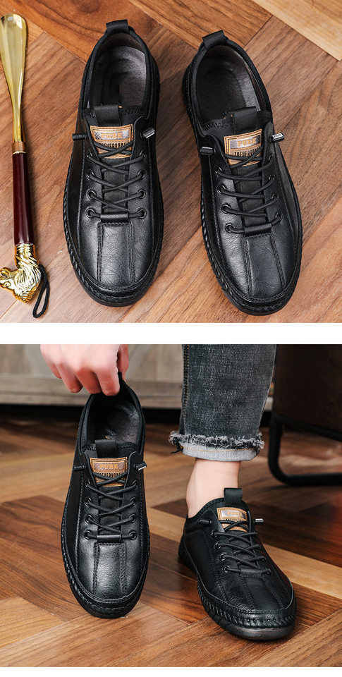 Giày lười nam da PU mềm đế bệt kiểu mới phong cách casual — Màu xám (có thể liên hệ với khách hàng để xem chi tiết), màu nâu, đen chi tiết 11