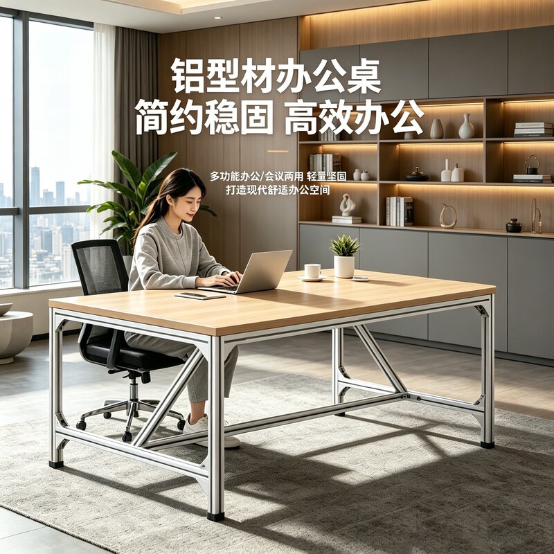Aluminum Profile Multi-Person Conference Table, Office Desk, Movable Desk, Computer Desk, Simple Modern Laboratory Table, Sturdy and Durable