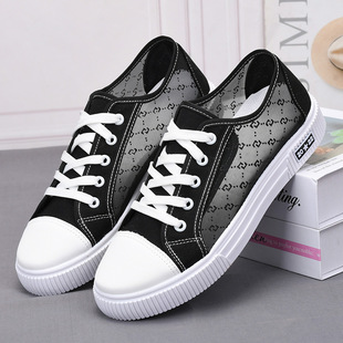 2024 Summer New Mesh Shoes Women's Breathable Mesh Korean Canvas Shoes Women's Fashion All-match Student Shoes Factory Outlet