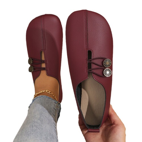 Cross-border Foreign Trade 2024 Summer New Soft Leather Flat Casual Single Shoes for Women, Round Toe Shallow Mouth Slip-Ons, Plus-Size Women's Shoes