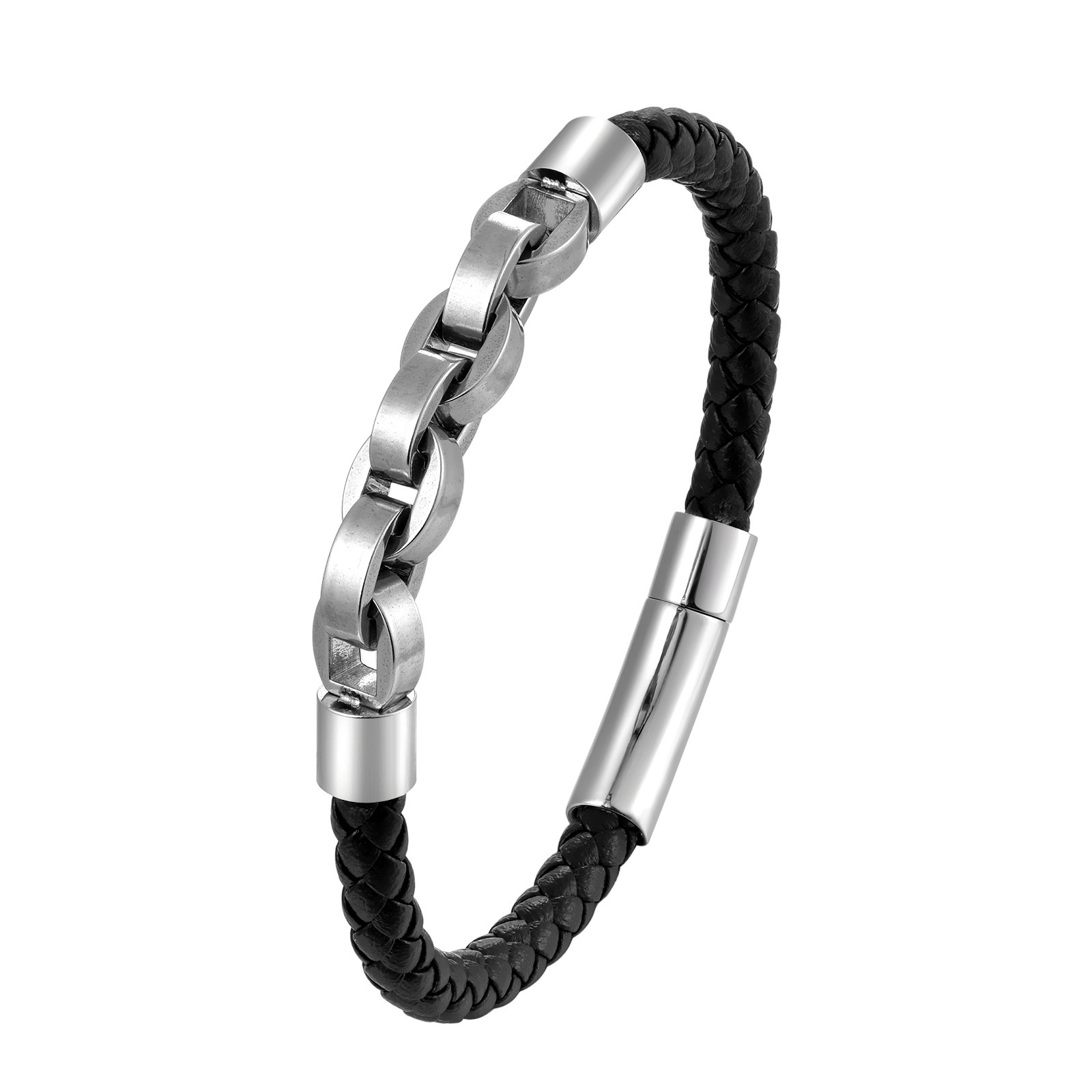 Men's Braided Leather Bracelet Waterproof Hypoallergenic Style_voghion.com