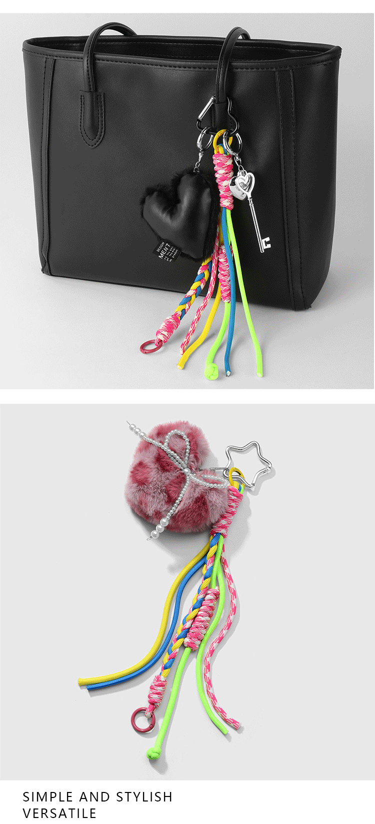 Modern Style Pu Leather Imitation Pearl Plush Star Heart Shape Knot Women's Bag Pendant Keychain display picture 2