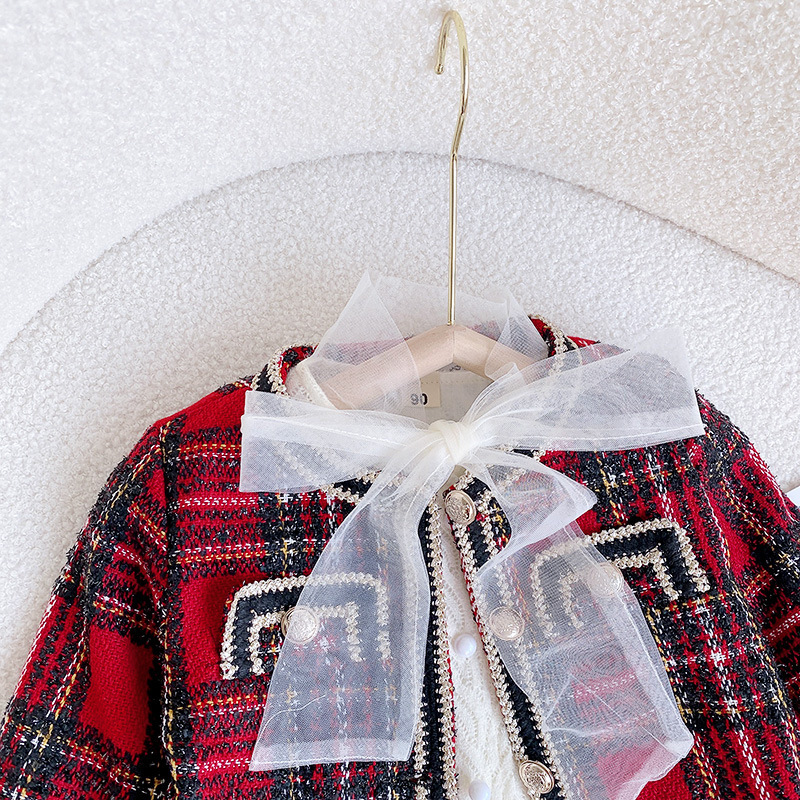 Filles, dames, Se décontracté à la mode pour l'automne 2023, nouveau bébé Fragran Coa, cent plaids Shor Skir, deux pièces_voghion.com