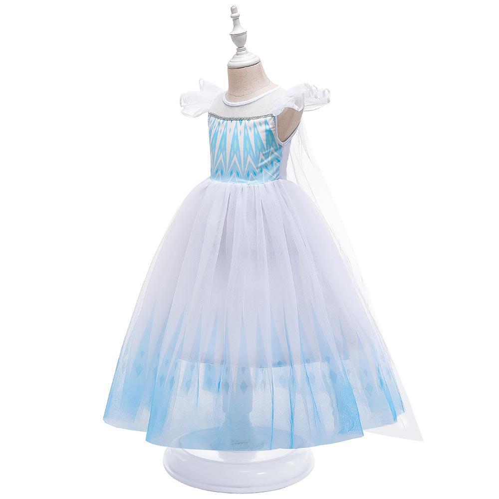 Vestido DE LOS NIÑOS congelados volando manga encaje gradiente volantes mullido princesa vestido Cosplay traje image 8