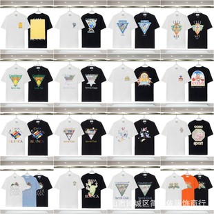 Cross-border fashion brand Casablanca casual T-shirt cartoon LOGO print Casablanca couple short sleeve