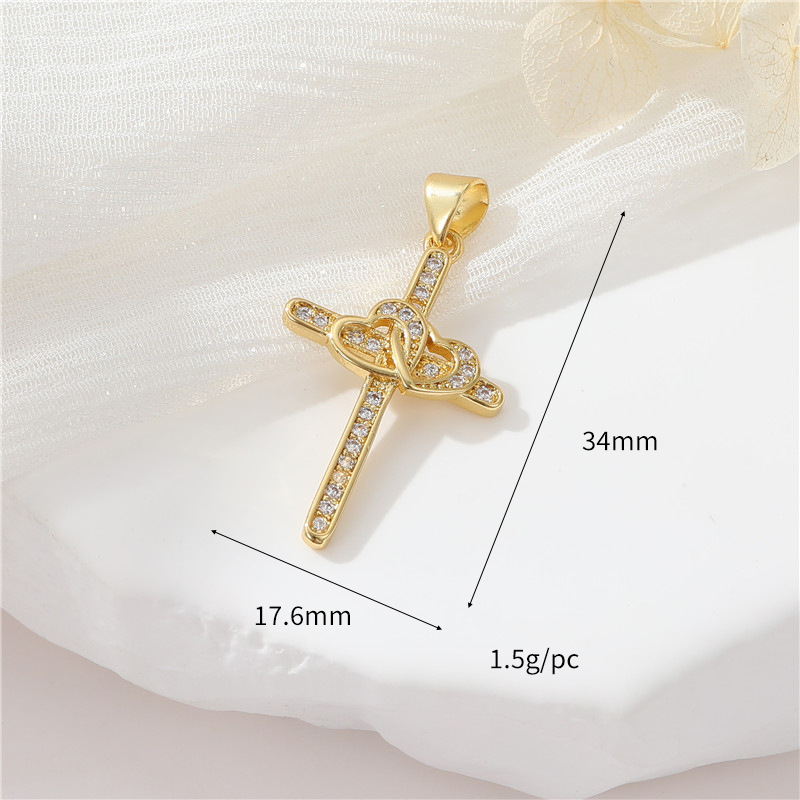 7g Weight Pendant Jewelry Making Type Zircon Inlay Material DIY Jewelry Accessories Classification 1 Piece Quantity Copper Material Cross Pattern Inlay Design Simple Style, Classic Style Style 1 Piece Copper Zircon Cross Pendant 7