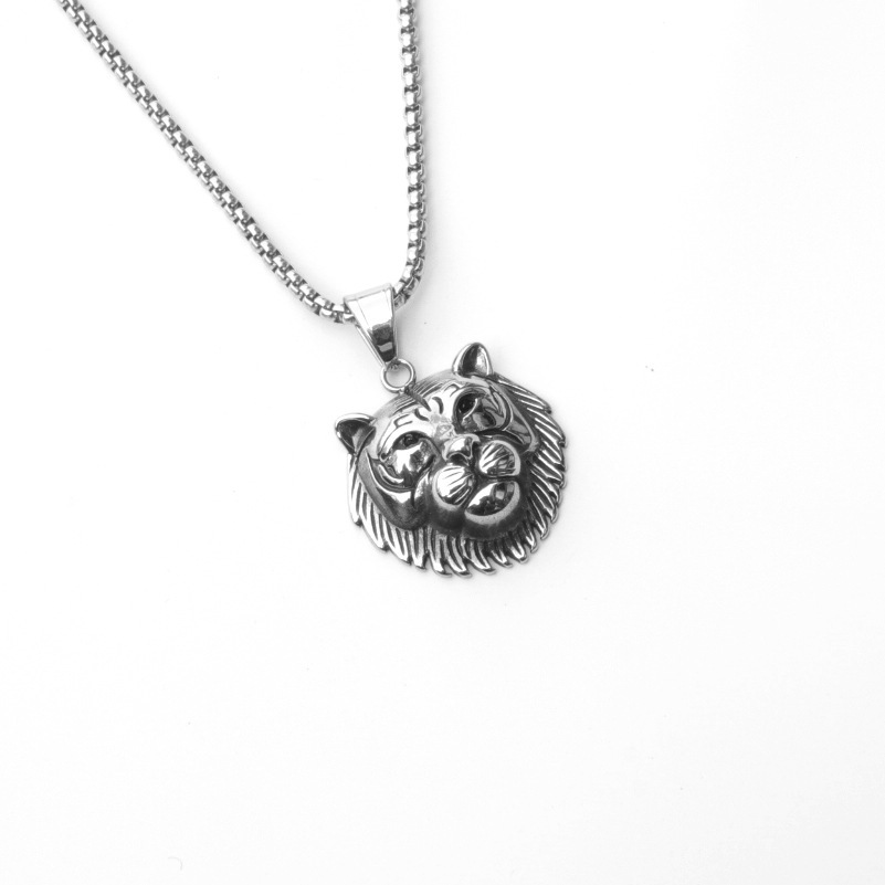 Titanium Steel Tiger Head Necklace Personalized Unisex Pendant_voghion.com