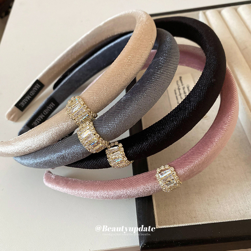 cotton rectangular demi-season headband with zircon