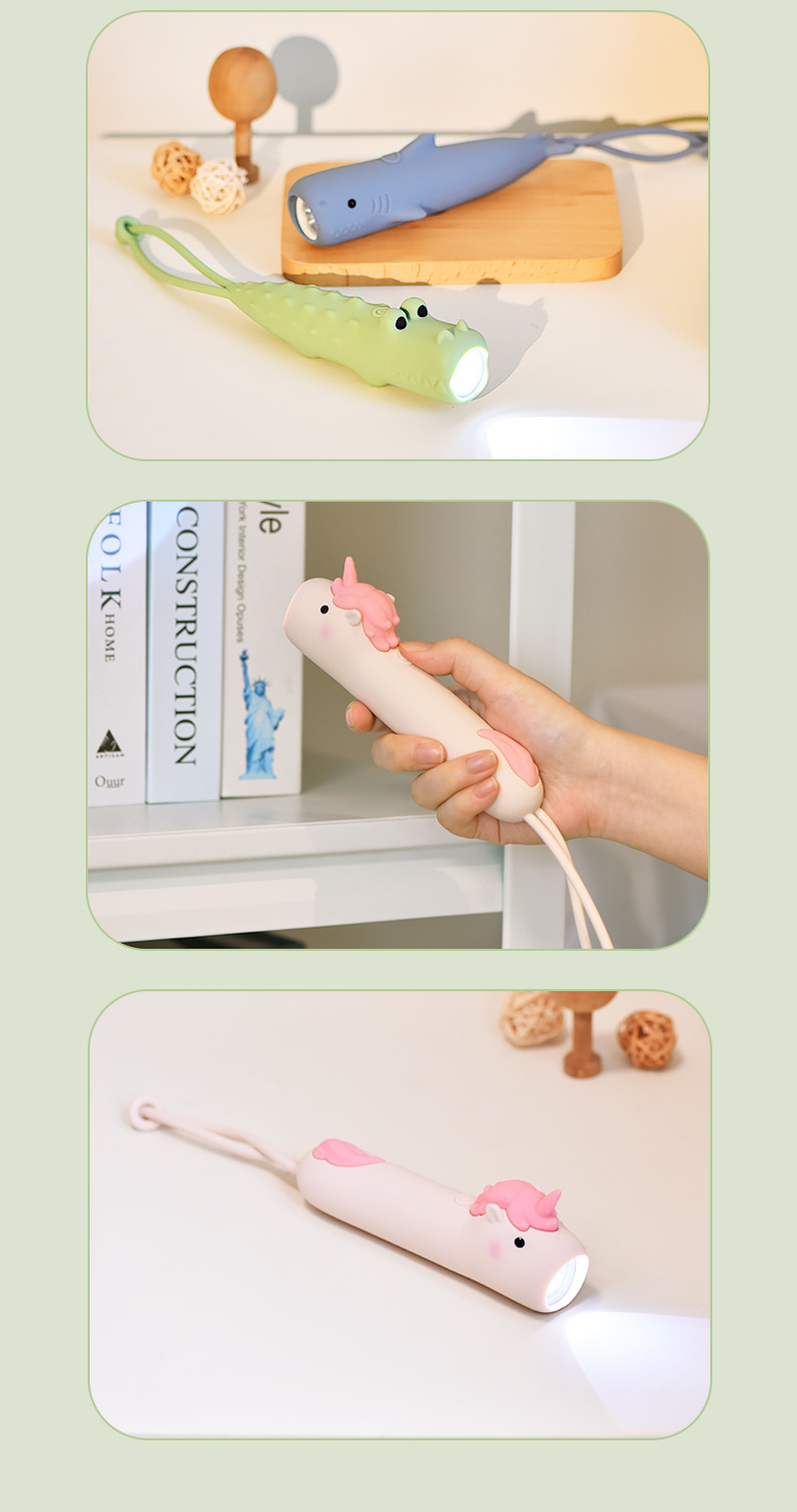 New Silicone Animal Creative Handheld Lights Night Travel Cartoon Children Soft Shell Flashlight Wholesale